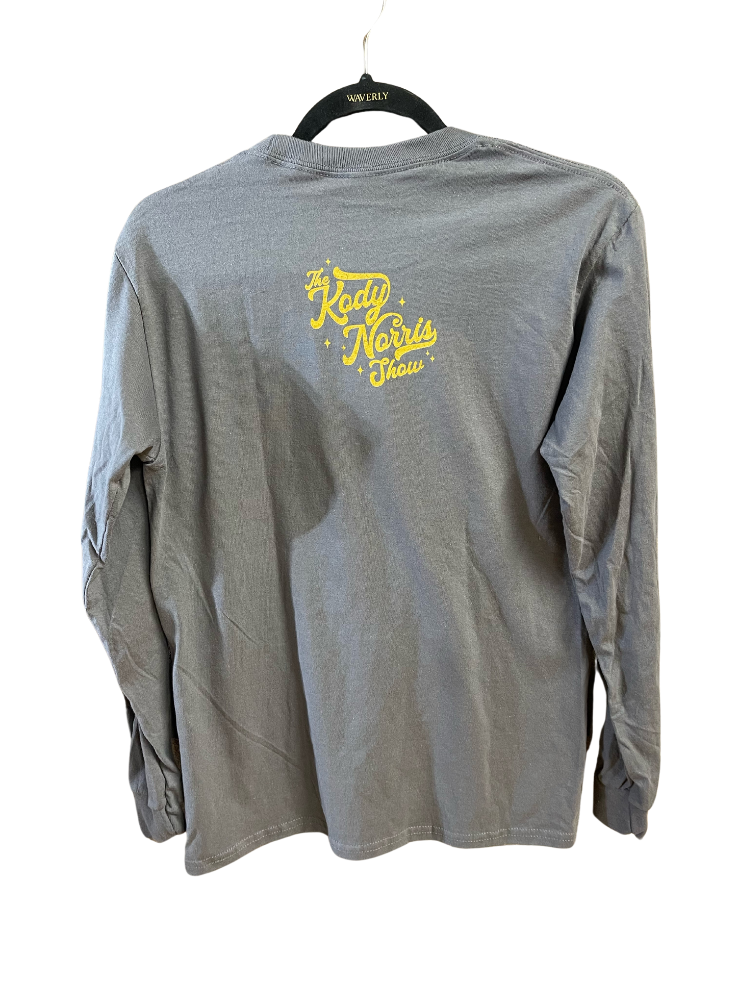 The Kody Norris Show Graphic Tee (Long Sleeve, Color Charcoal) Charcoal with Gold Lettering. Long Sleeve Gildan.