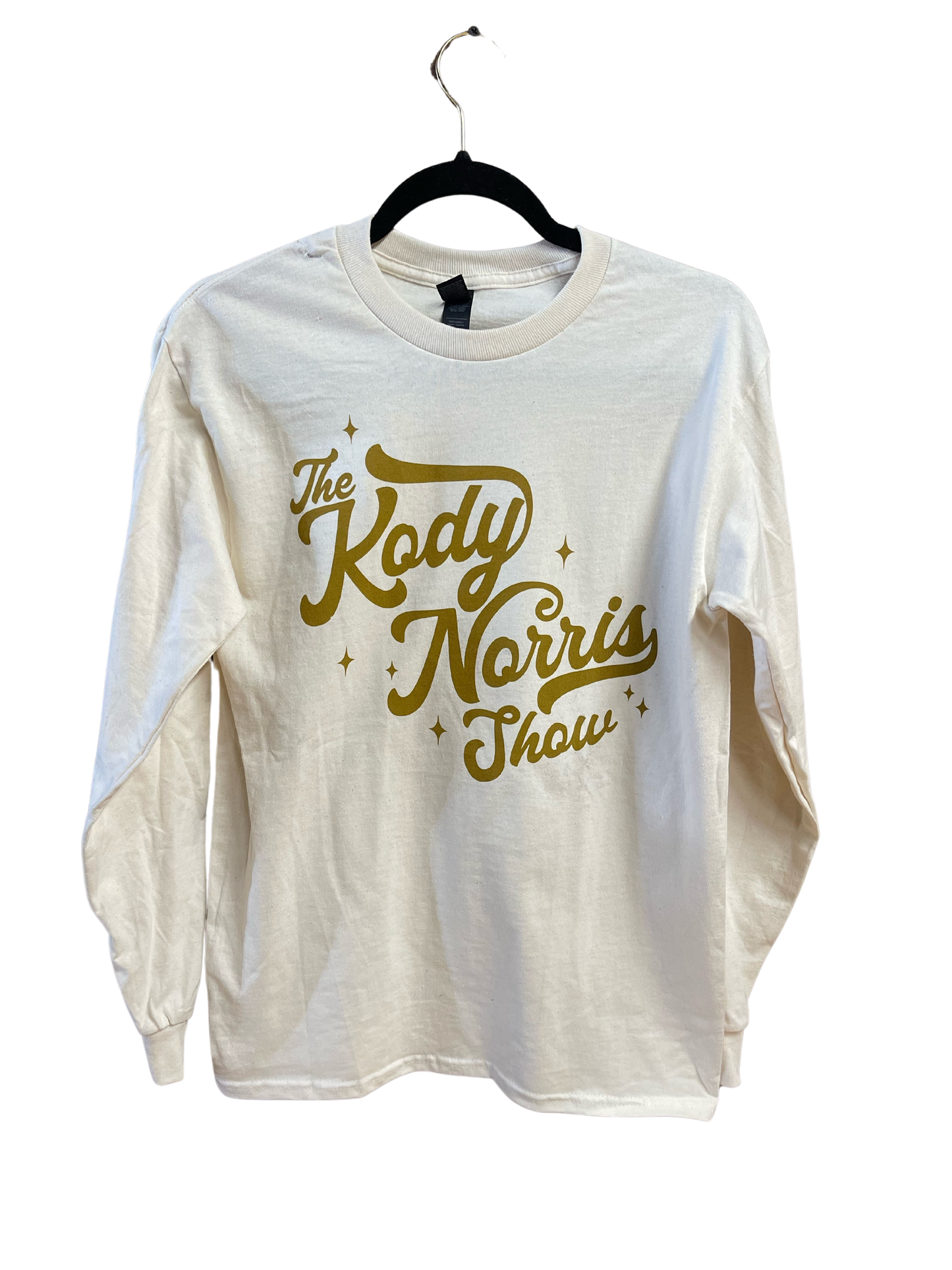 The Kody Norris Show Graphic Tee (Long Sleeve, Color Natural) Natural with Gold Lettering Long Sleeve Gildan.