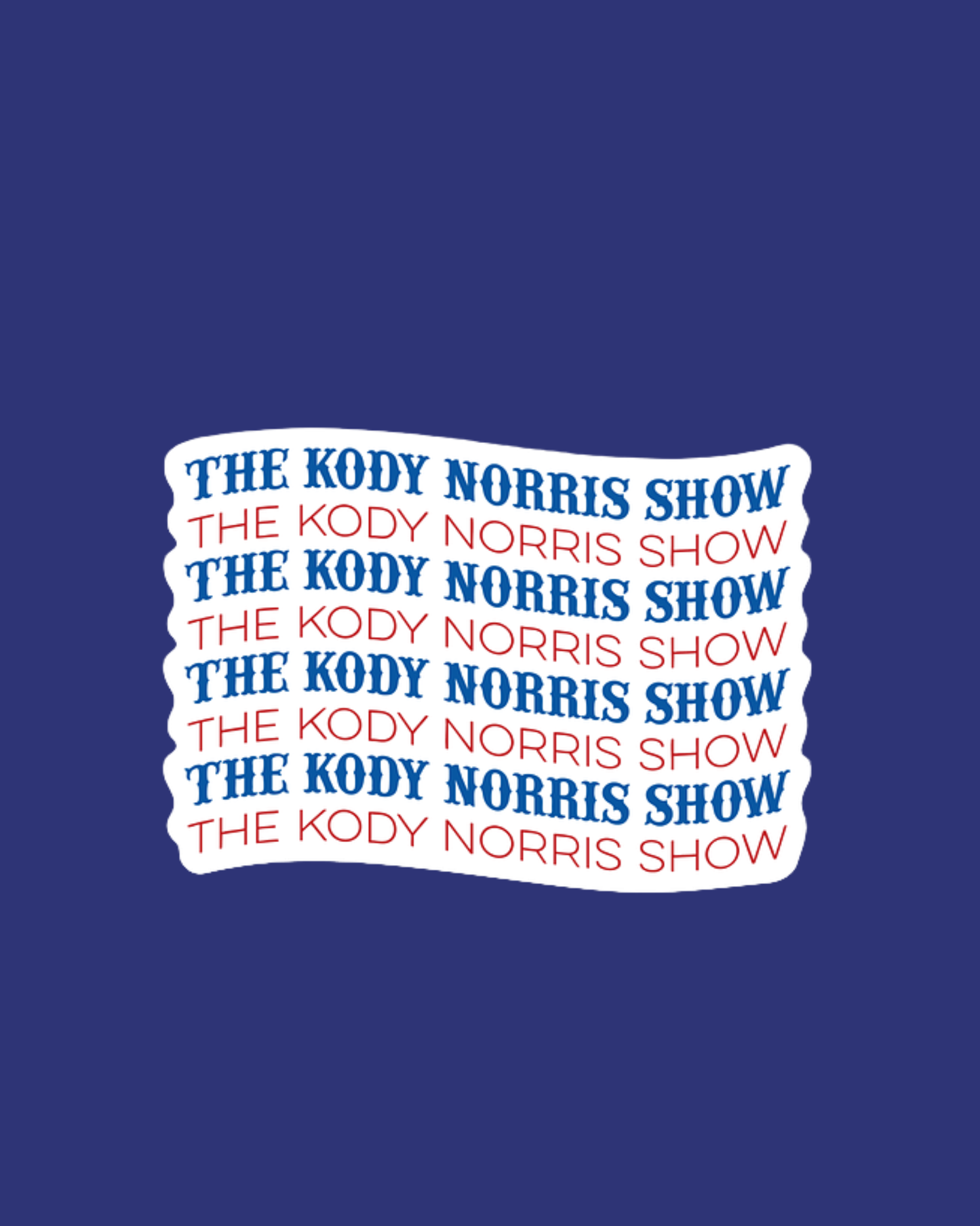 Repeating logo of 'The Kody Norris Show' on a blue background