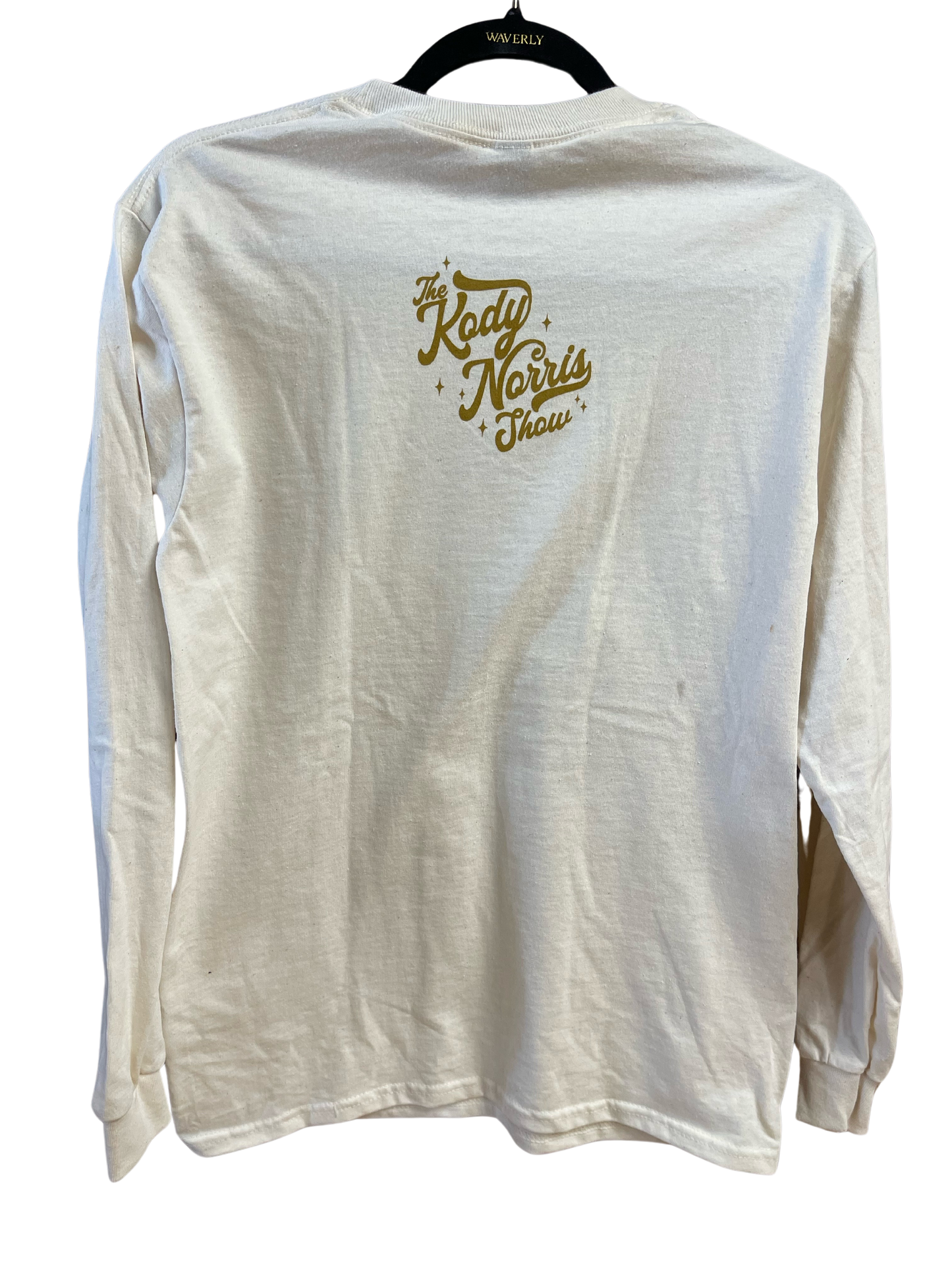 The Kody Norris Show Graphic Tee (Long Sleeve, Color Natural)  Natural with Gold Lettering  on the front and back Long Sleeve Gildan.