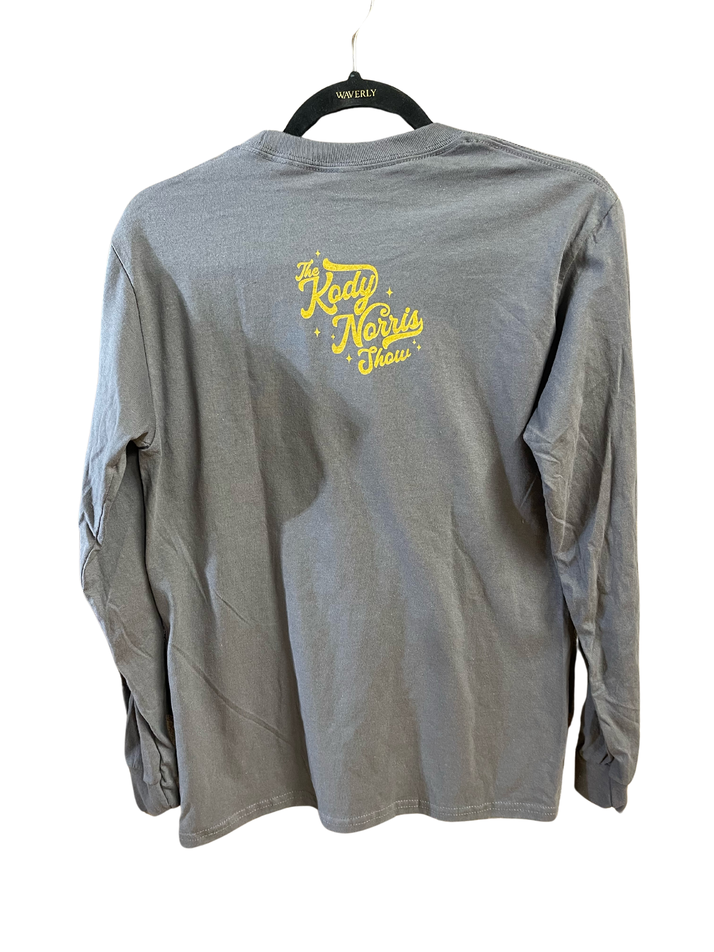 The Kody Norris Show Graphic Tee (Long Sleeve, Color Charcoal)  Charcoal with Gold Lettering.   Long Sleeve Gildan.