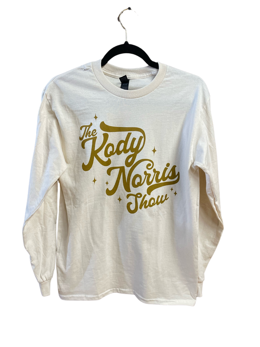The Kody Norris Show Graphic Tee (Long Sleeve, Color Natural)  Natural with Gold Lettering  Long Sleeve Gildan.