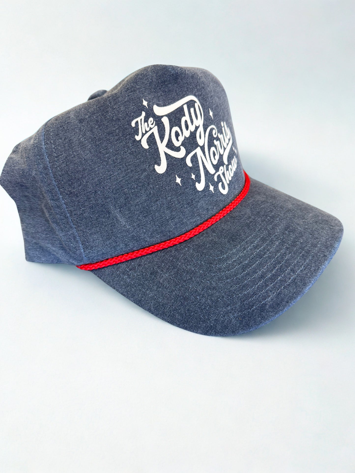 Vintage Navy Hat with Red Rope and White logo